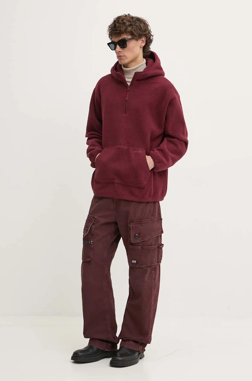 Бавовняні штани G-Star Raw колір бордовий прямі D25359-D491