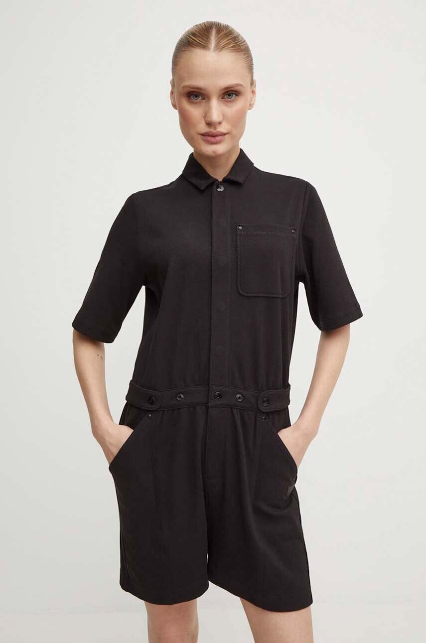 Бавовняний комбінезон G-Star Raw колір чорний з коміром D24577-D275
