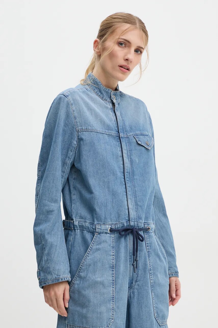 Джинсовий комбінезон G-Star Raw з бавовни з коміром D25300-D777
