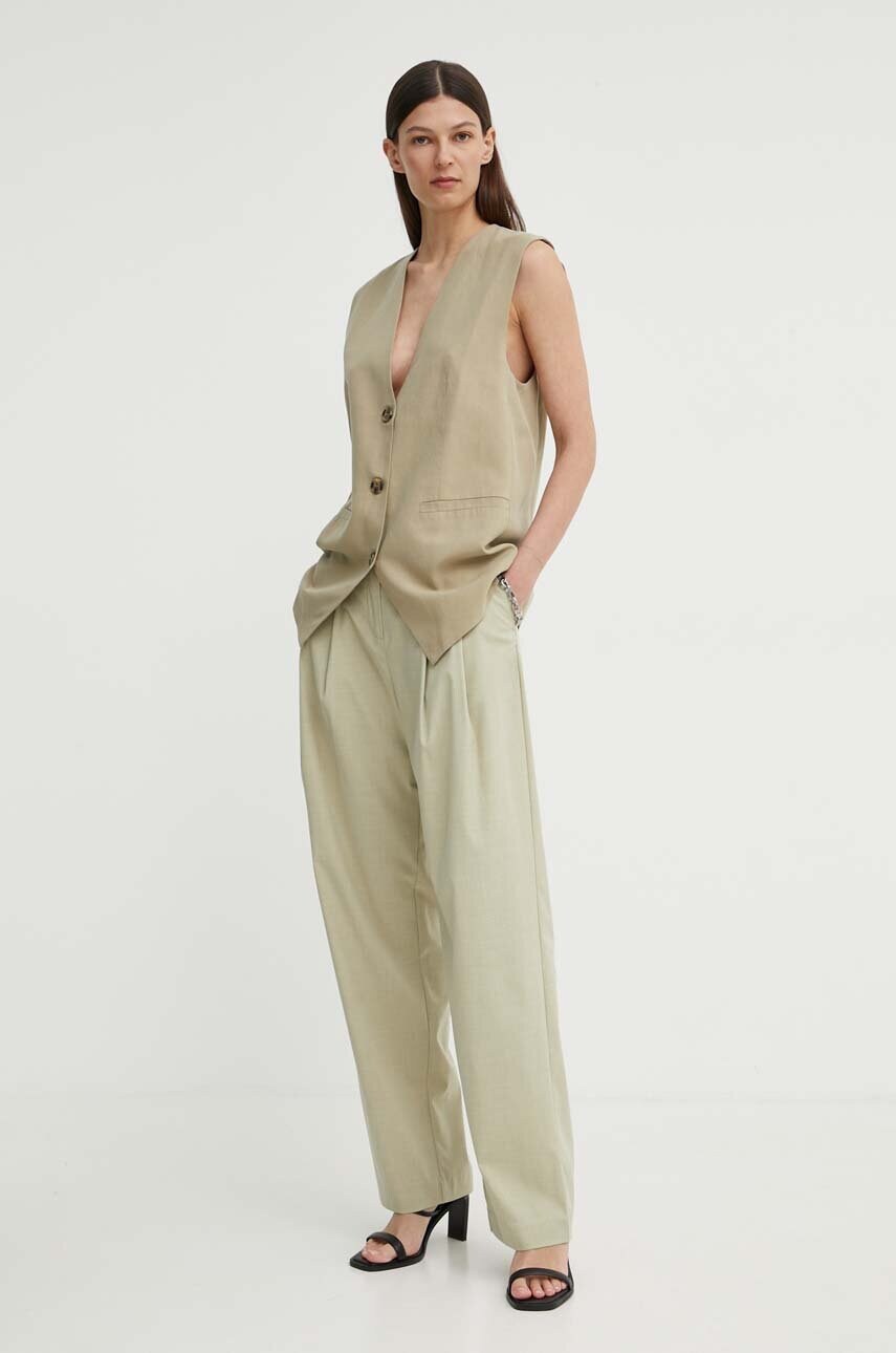 Штани Samsoe Samsoe SALUZY жіночі колір зелений фасон chinos висока посадка F24200070