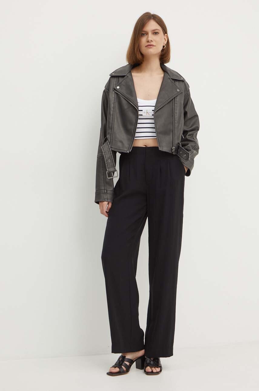 Штани Calvin Klein Jeans жіночі колір чорний широкі висока посадка J20J223917
