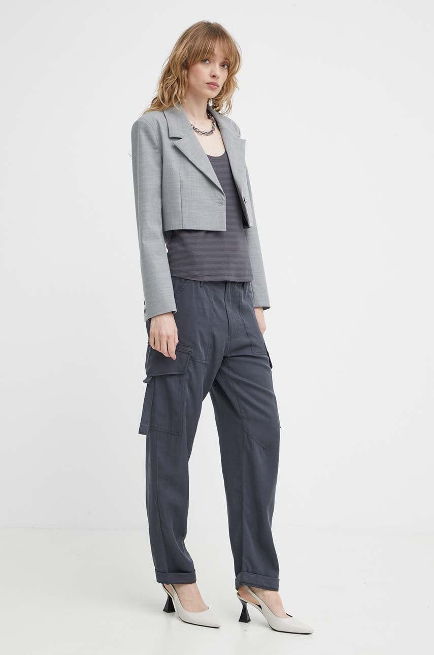 Штани G-Star Raw жіночі колір сірий фасон cargo висока посадка D24598-D521