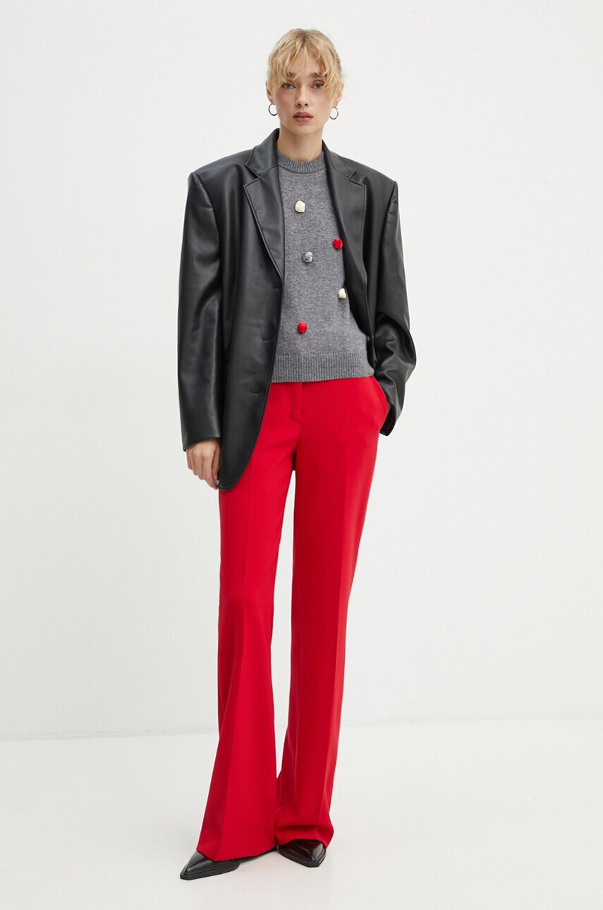 Штани MSGM жіночі колір червоний широкі висока посадка 3741MDP01.247621