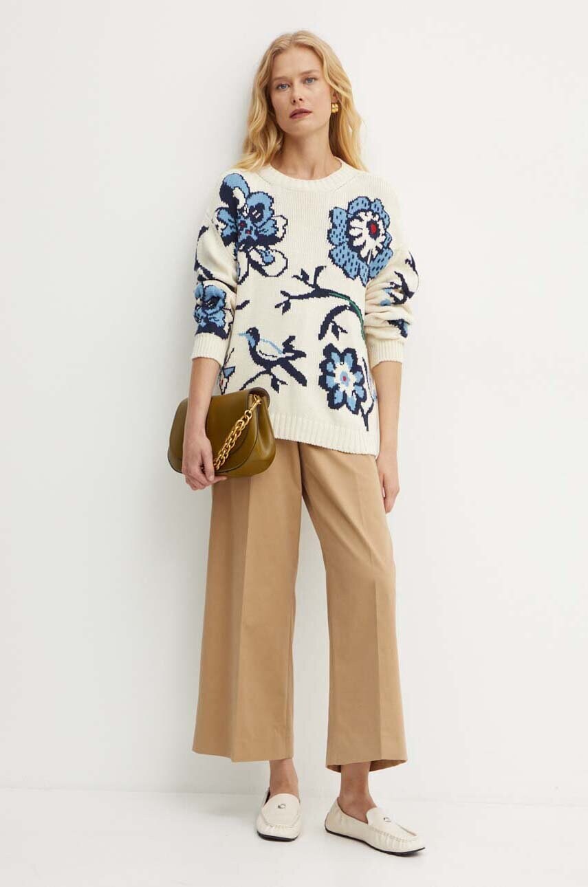 Штани Weekend Max Mara жіночі колір бежевий прямі висока посадка 2425136011600