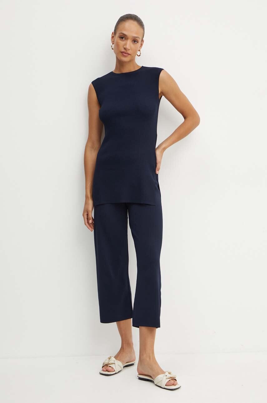 Штани Max Mara Leisure жіночі колір синій прямі висока посадка 2426336017600