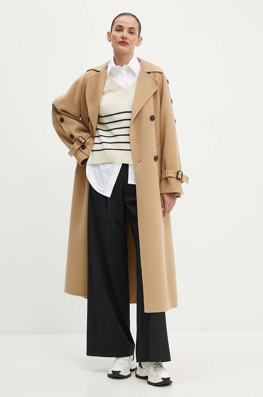 Штани Max Mara Leisure жіночі колір чорний широкі висока посадка 2426786017600