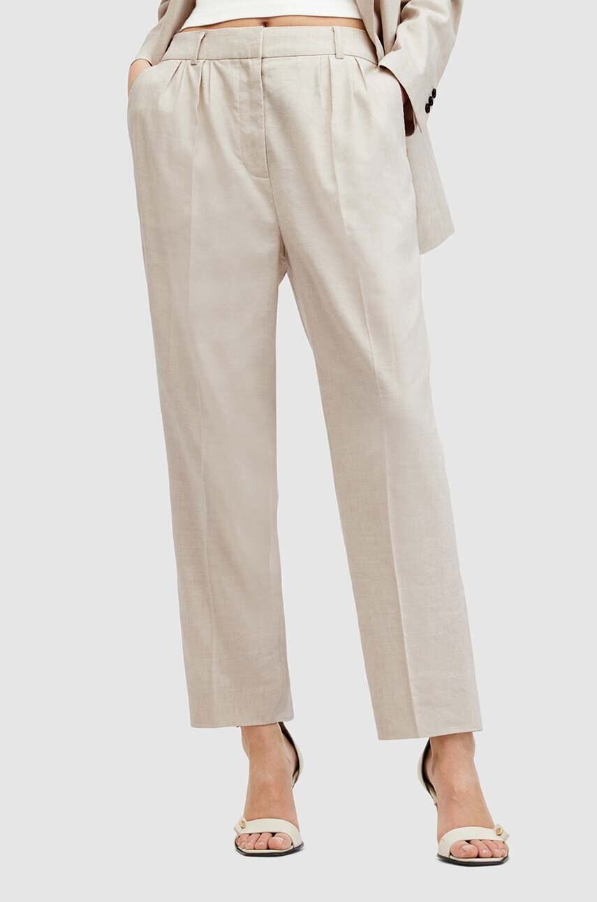 Дитячі лляні штани AllSaints WHITNEY TROUSER колір бежевий прямі середня посадка W017QA