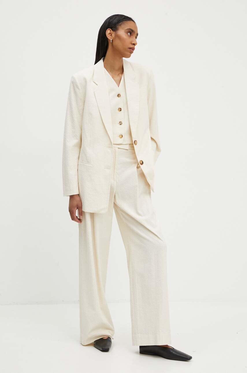 Штани By Malene Birger CYMBARIA жіночі колір бежевий прямі висока посадка Q72527001