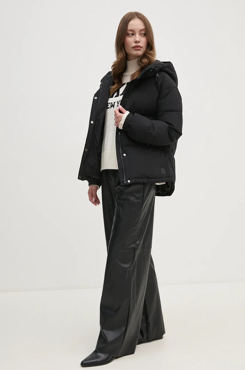 Штани Dkny жіночі колір чорний широкі висока посадка DJ4P3039