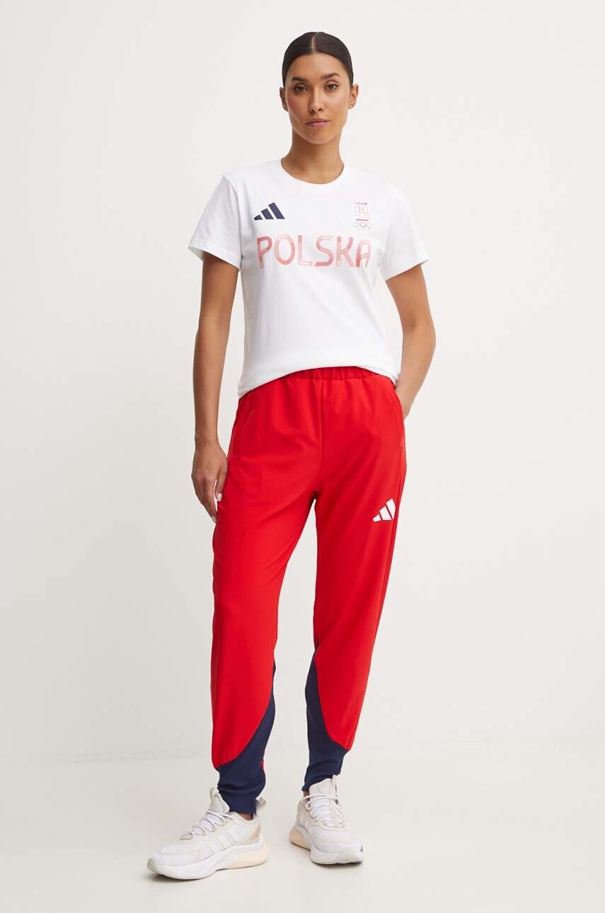 Спортивні штани adidas Performance Polska колір червоний візерунок JF6669