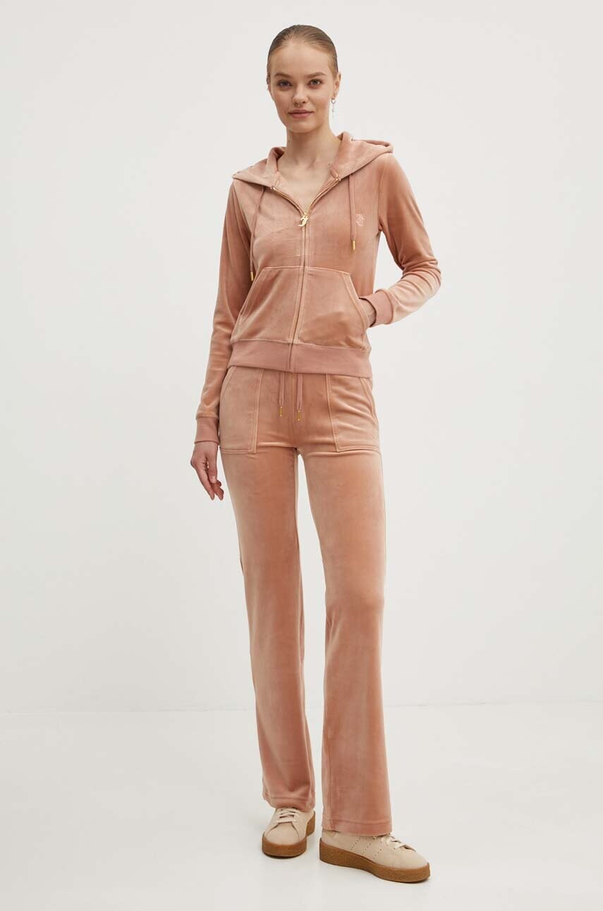 Спортивні велюрові штани Juicy Couture DEL RAY GOLD колір бежевий однотонні JCAP180G