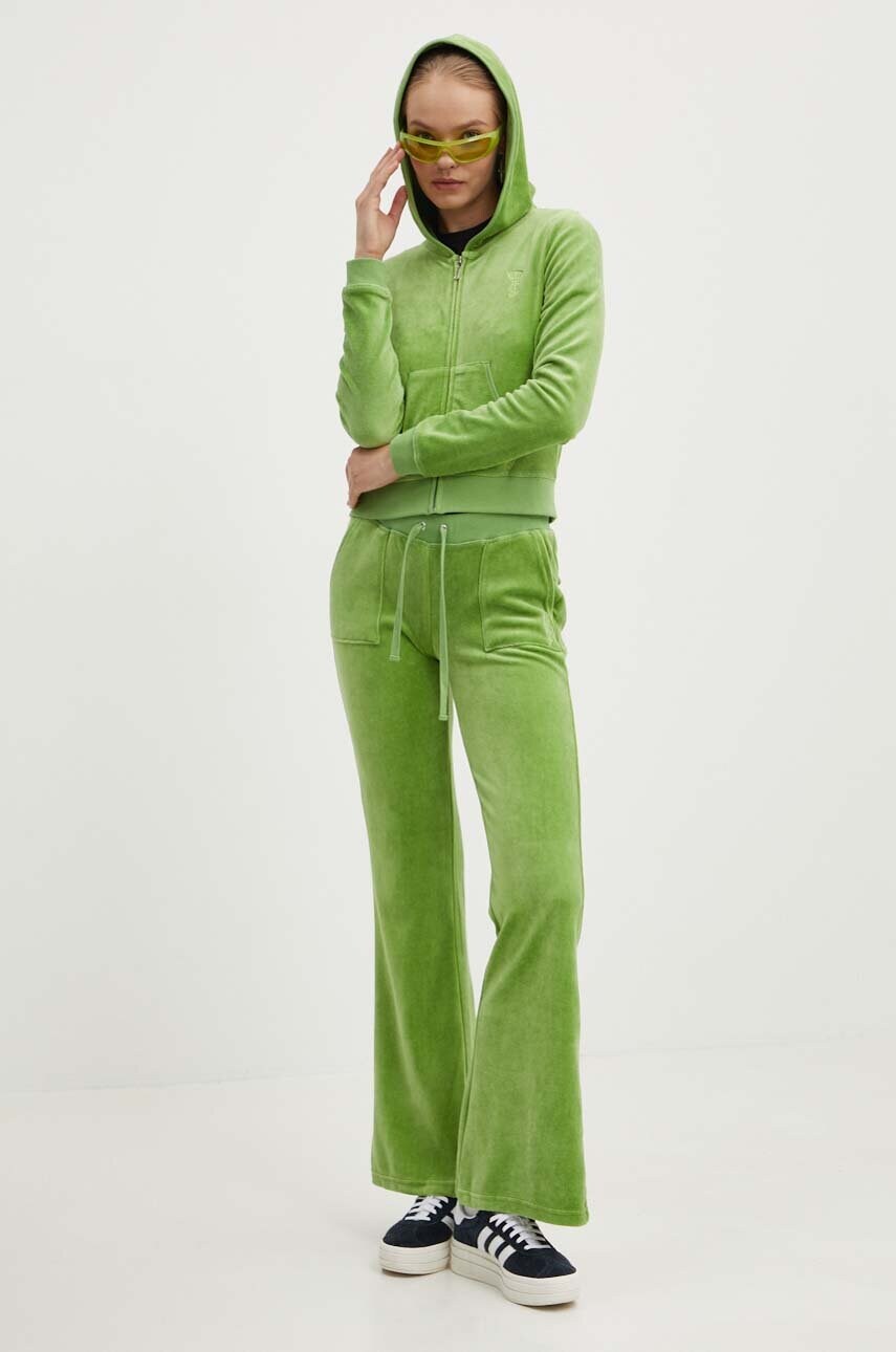 Спортивні велюрові штани Juicy Couture CAISA колір зелений однотонні JCSEBJ008