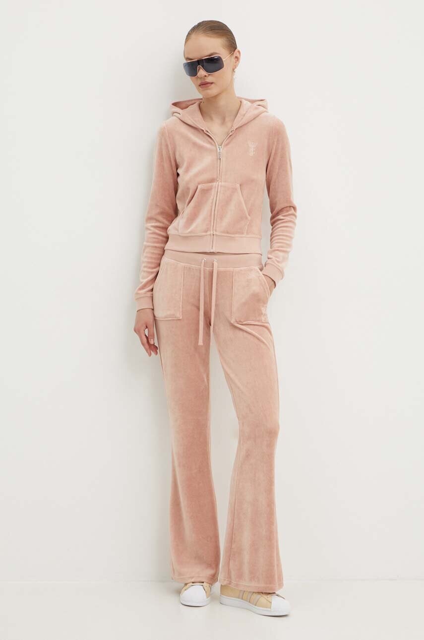 Спортивні велюрові штани Juicy Couture CAISA колір бежевий однотонні JCSEBJ008