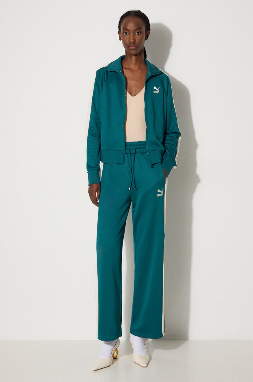 Спортивні штани Puma Iconic T7 Straight Leg Track Pants колір зелений візерунок 627996