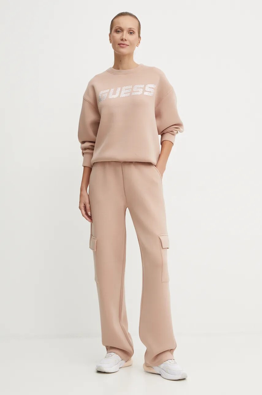 Спортивні штани Guess CECILIA колір бежевий з аплікацією V4BB12 K7UW2