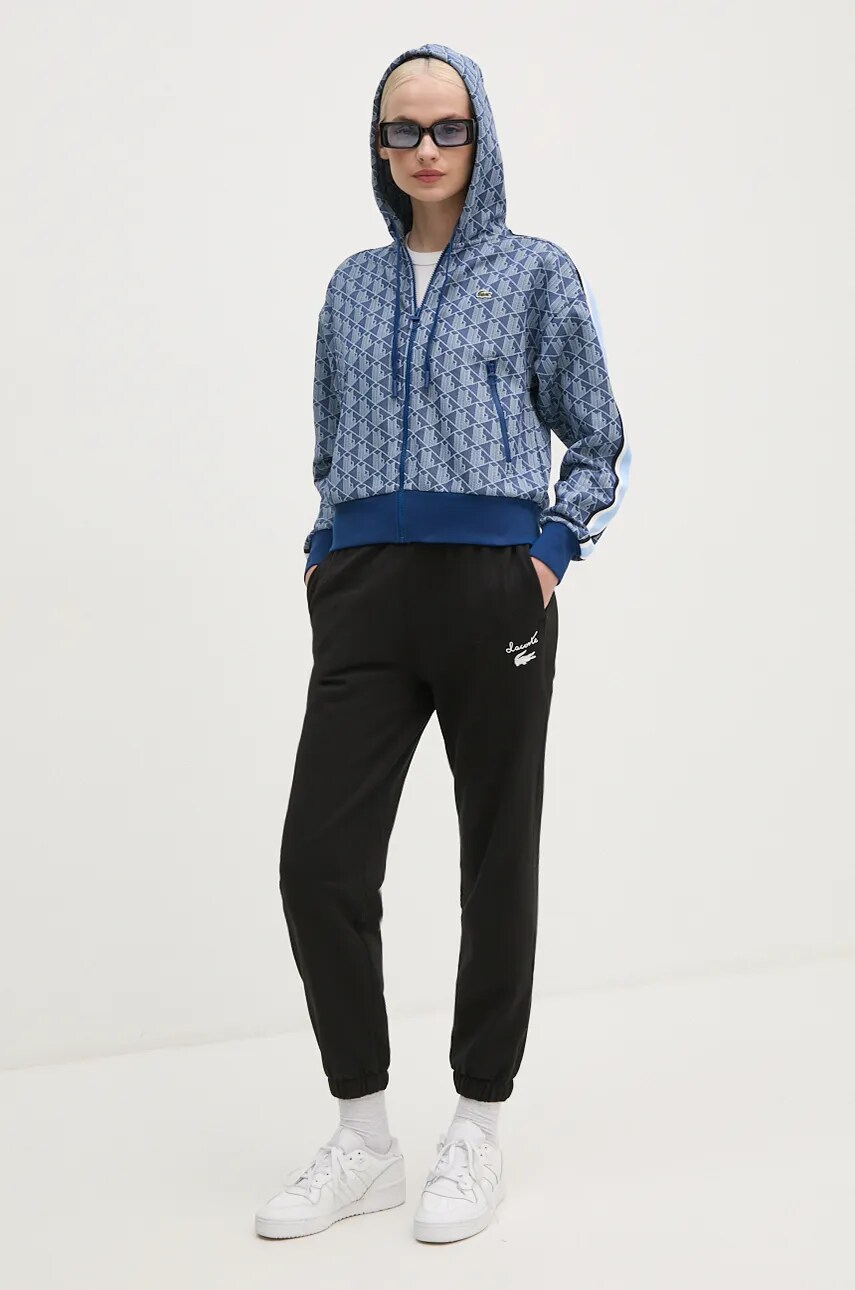 Спортивні штани Lacoste колір чорний з принтом XF2566