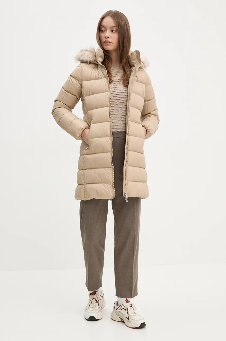 Штани Tommy Hilfiger жіночі колір коричневий прямі висока посадка WW0WW42951
