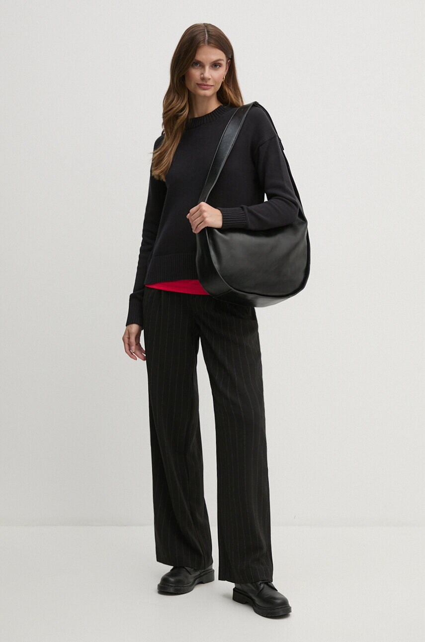 Штани Calvin Klein Jeans жіночі колір чорний широкі висока посадка J20J224261