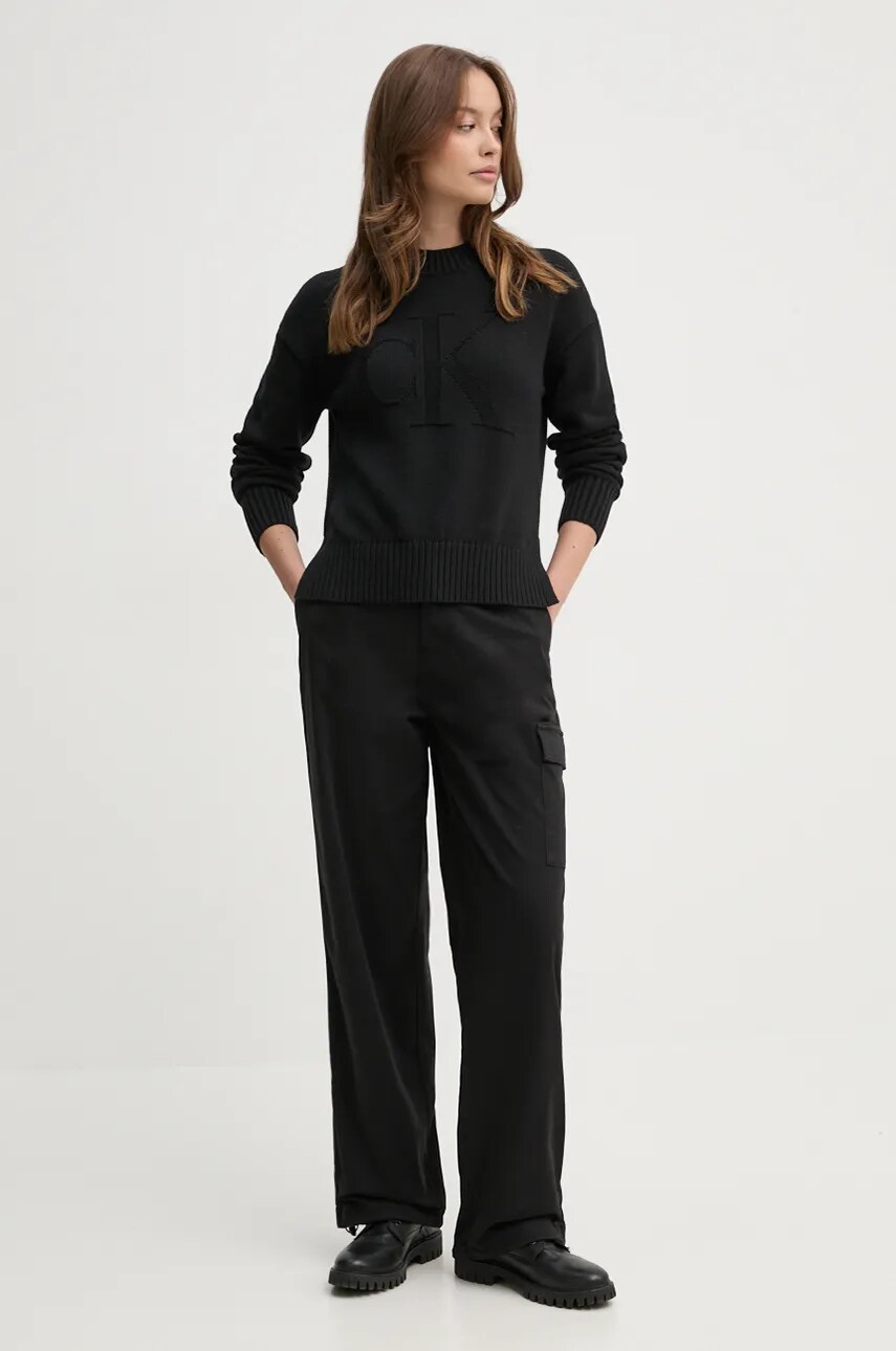 Штани Calvin Klein Jeans жіночі колір чорний фасон cargo висока посадка J20J224965