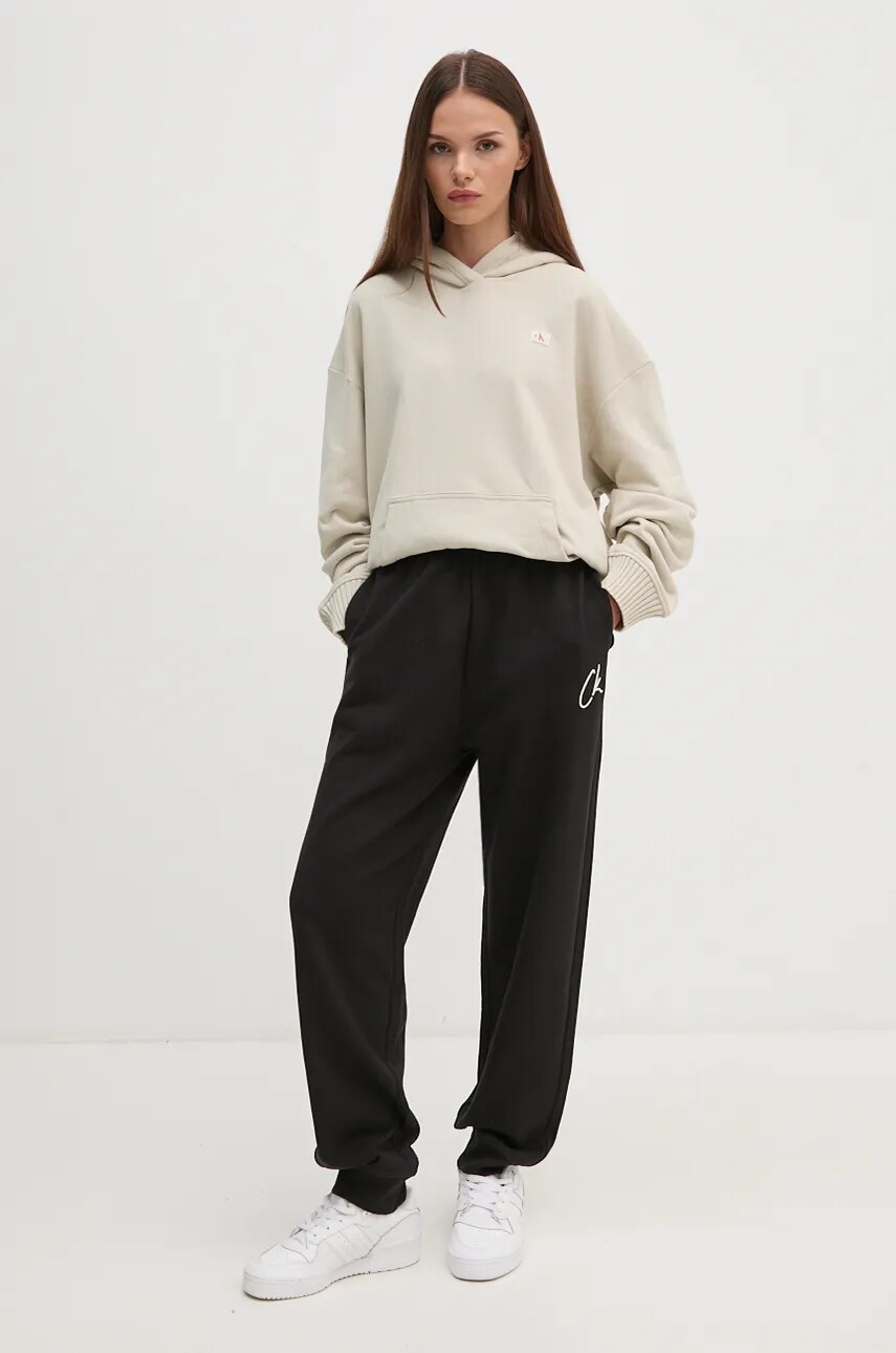 Бавовняні спортивні штани Calvin Klein Jeans колір чорний однотонні J20J224441