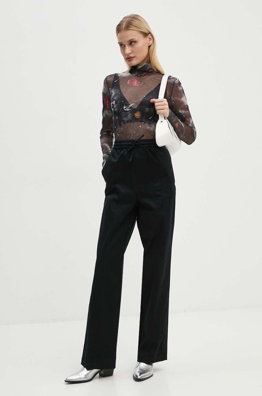 Штани Moschino Jeans жіночі колір чорний пряме висока посадка A0324 8724