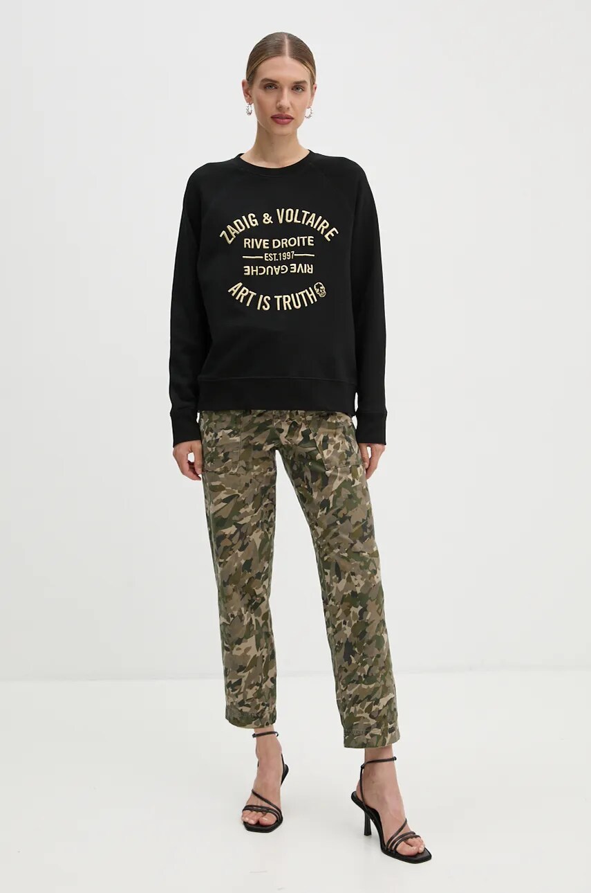 Штани ZADIG&VOLTAIRE жіночі колір зелений фасон cargo висока посадка WWPA00807
