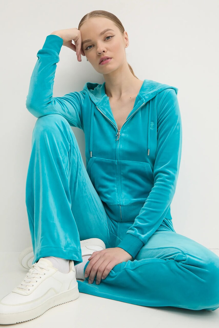 Спортивні велюрові штани Juicy Couture DEL RAY PANT колір зелений однотонні JCAP180
