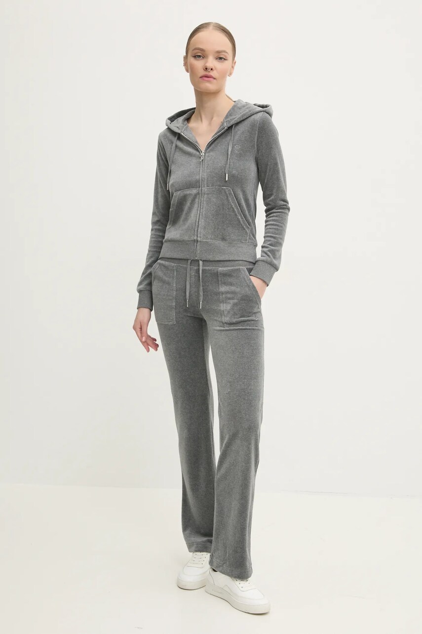 Спортивні велюрові штани Juicy Couture DEL RAY PANT колір сірий однотонні JCAP180