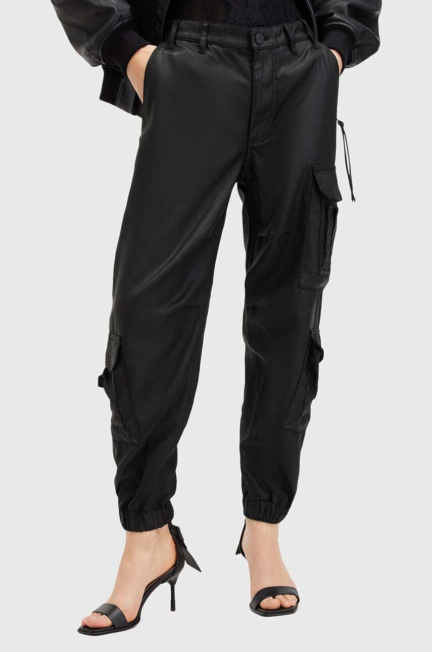 Штани AllSaints HIMARI CARGO TROUSER жіночі колір чорний фасон cargo середня посадка W003TC
