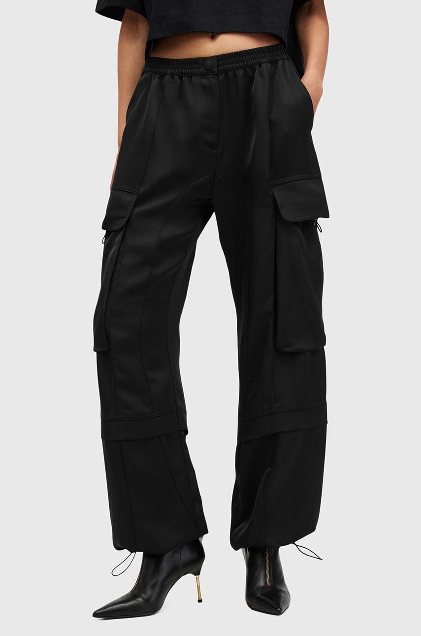 Штани AllSaints BARBARA TROUSER жіночі колір чорний фасон cargo висока посадка W011TB