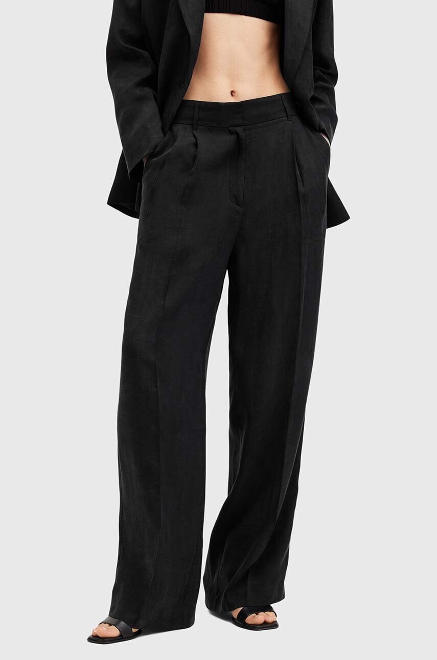 Штани AllSaints AVERIE TEN TROUSER жіночі колір чорний широкі висока посадка W027QC