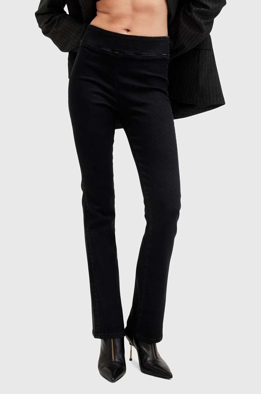 Бавовняні штани AllSaints DANI SIZEME BOOTCUT колір чорний кльош висока посадка W043EB