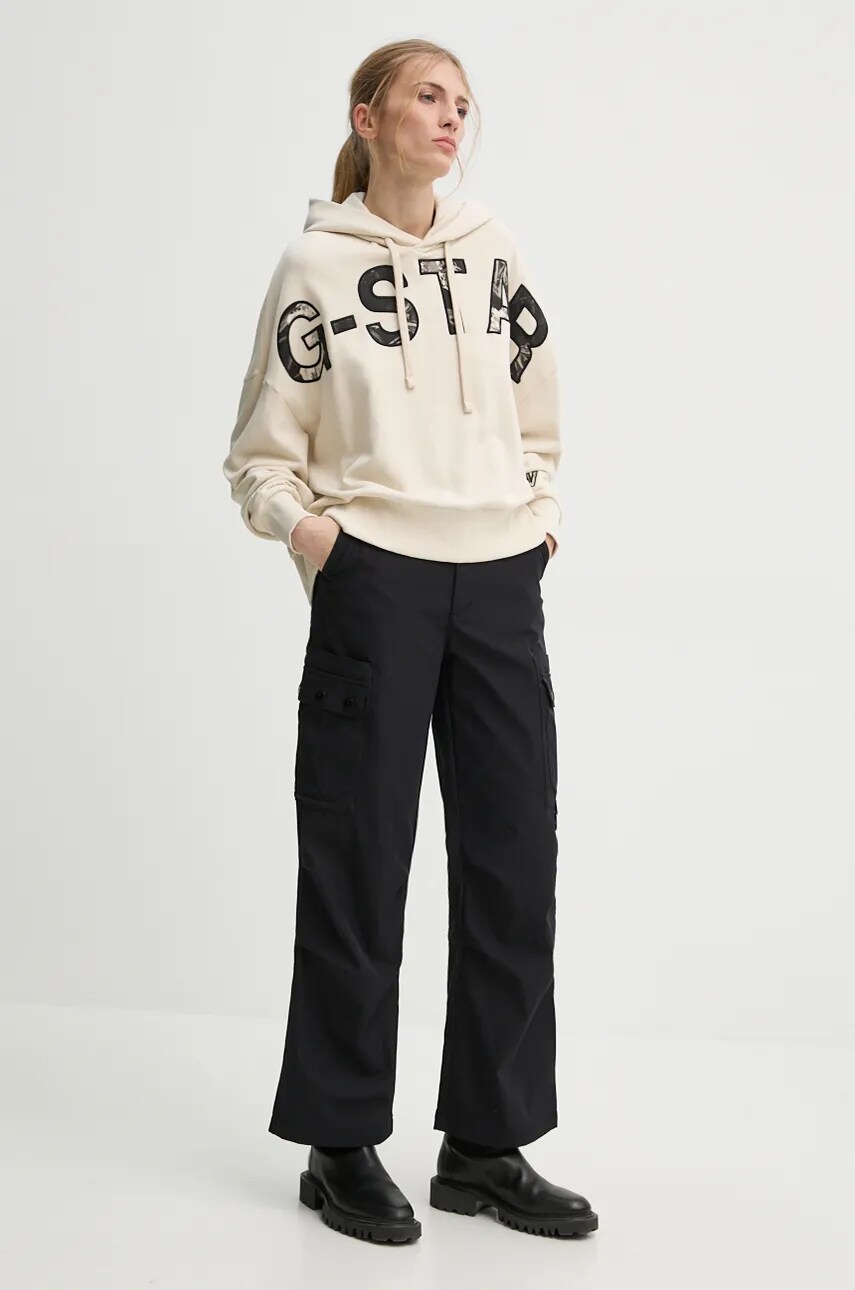 Штани G-Star Raw жіночі колір чорний широкі висока посадка D25254-D517