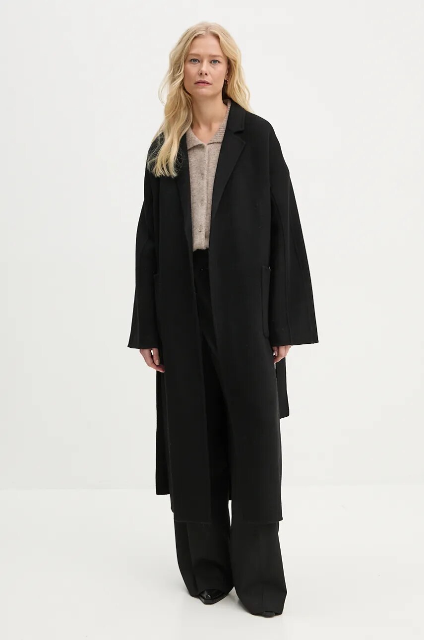 Штани By Malene Birger TAAL жіночі колір чорний широкі висока посадка Q72526005