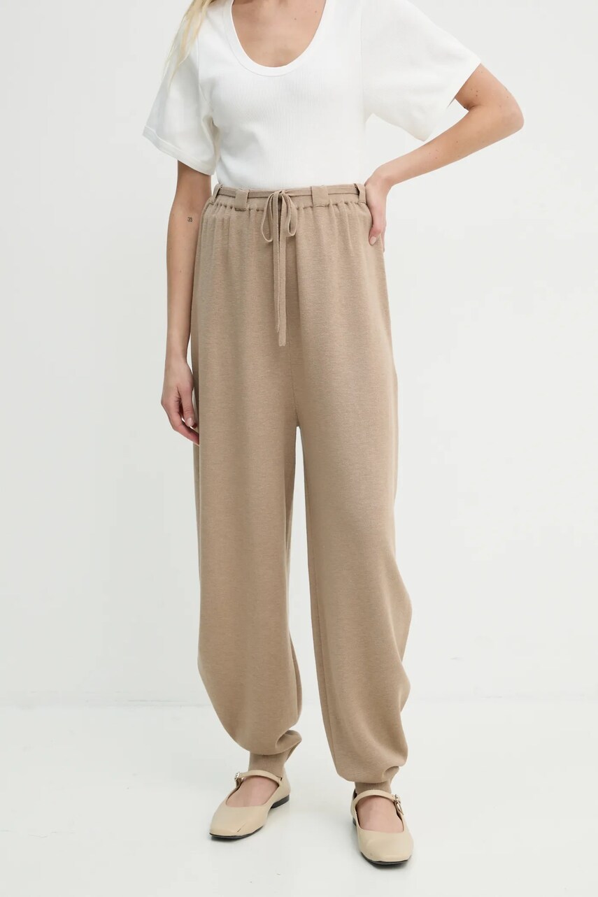 Штани By Malene Birger TEVANA жіночі колір бежевий однотонні Q72551002