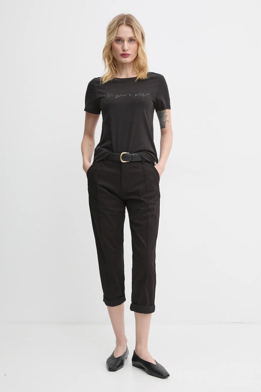 Штани G-Star Raw жіночі колір чорний прямі висока посадка D25308-D715
