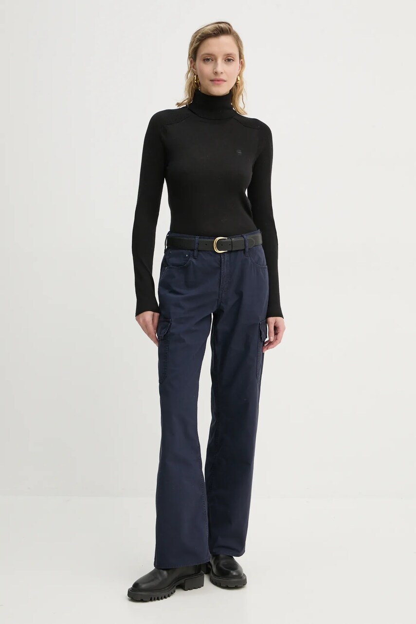 Штани G-Star Raw жіночі колір синій прямі середня посадка D24673-D388