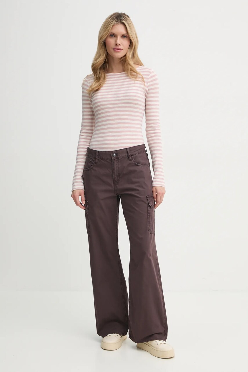 Штани G-Star Raw жіночі колір коричневий прямі середня посадка D24673-D388
