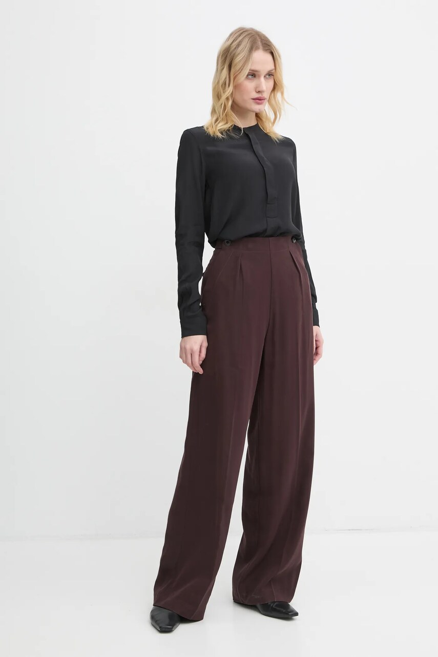 Штани G-Star Raw жіночі колір коричневий широкі висока посадка D25315-D522