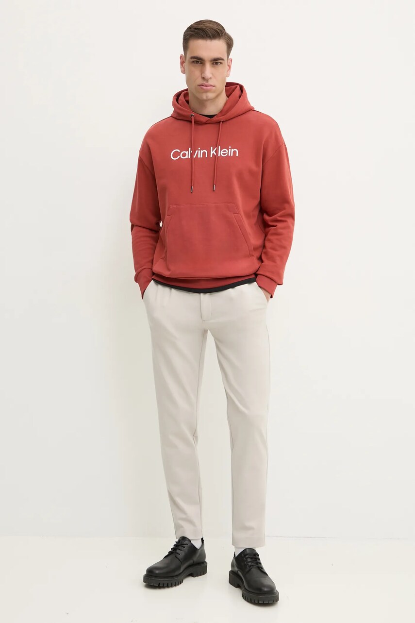 Штани Calvin Klein чоловічі колір бежевий облягаюче K10K113648