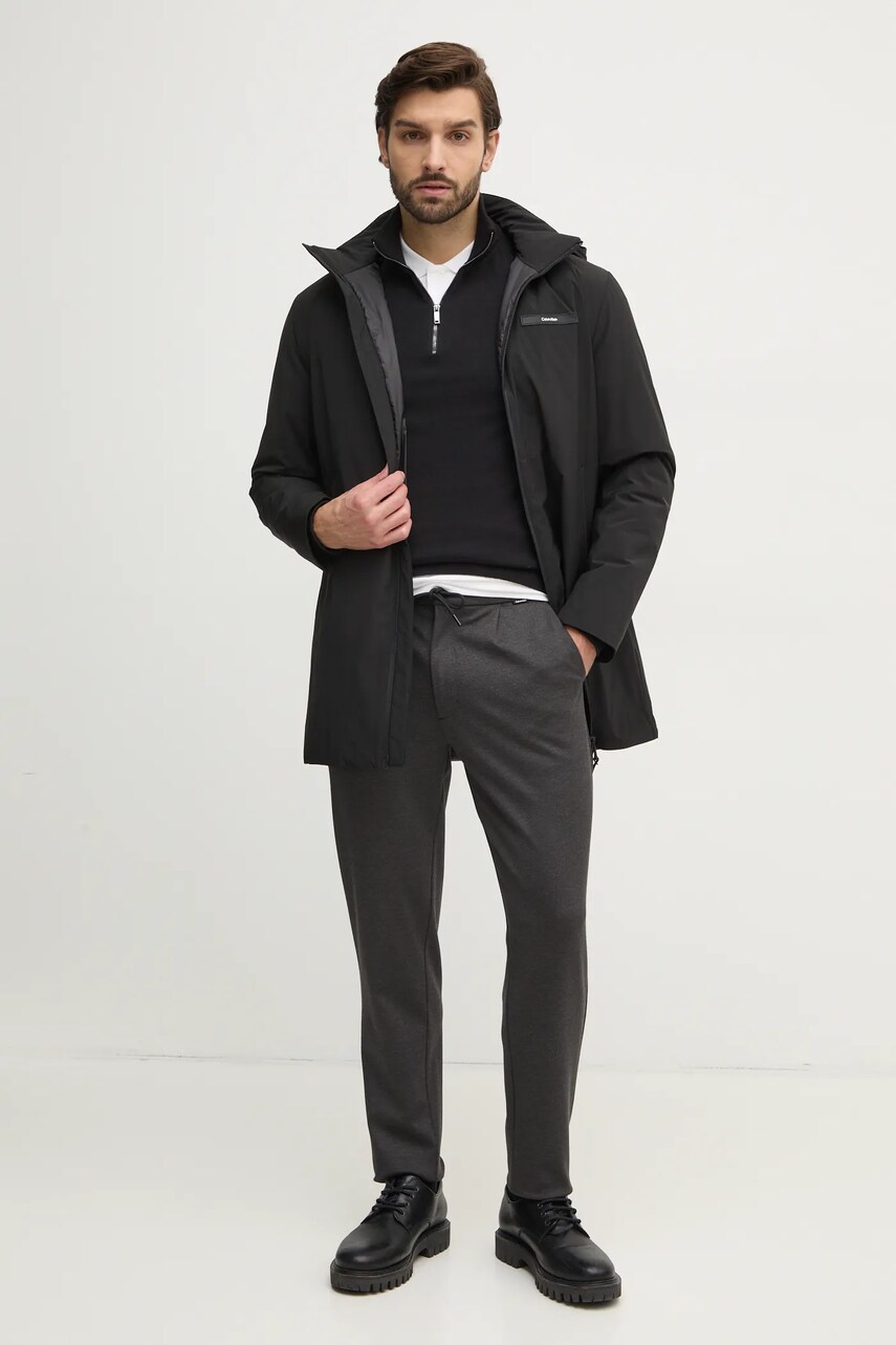 Штани Calvin Klein чоловічі колір сірий облягаючі K10K113648