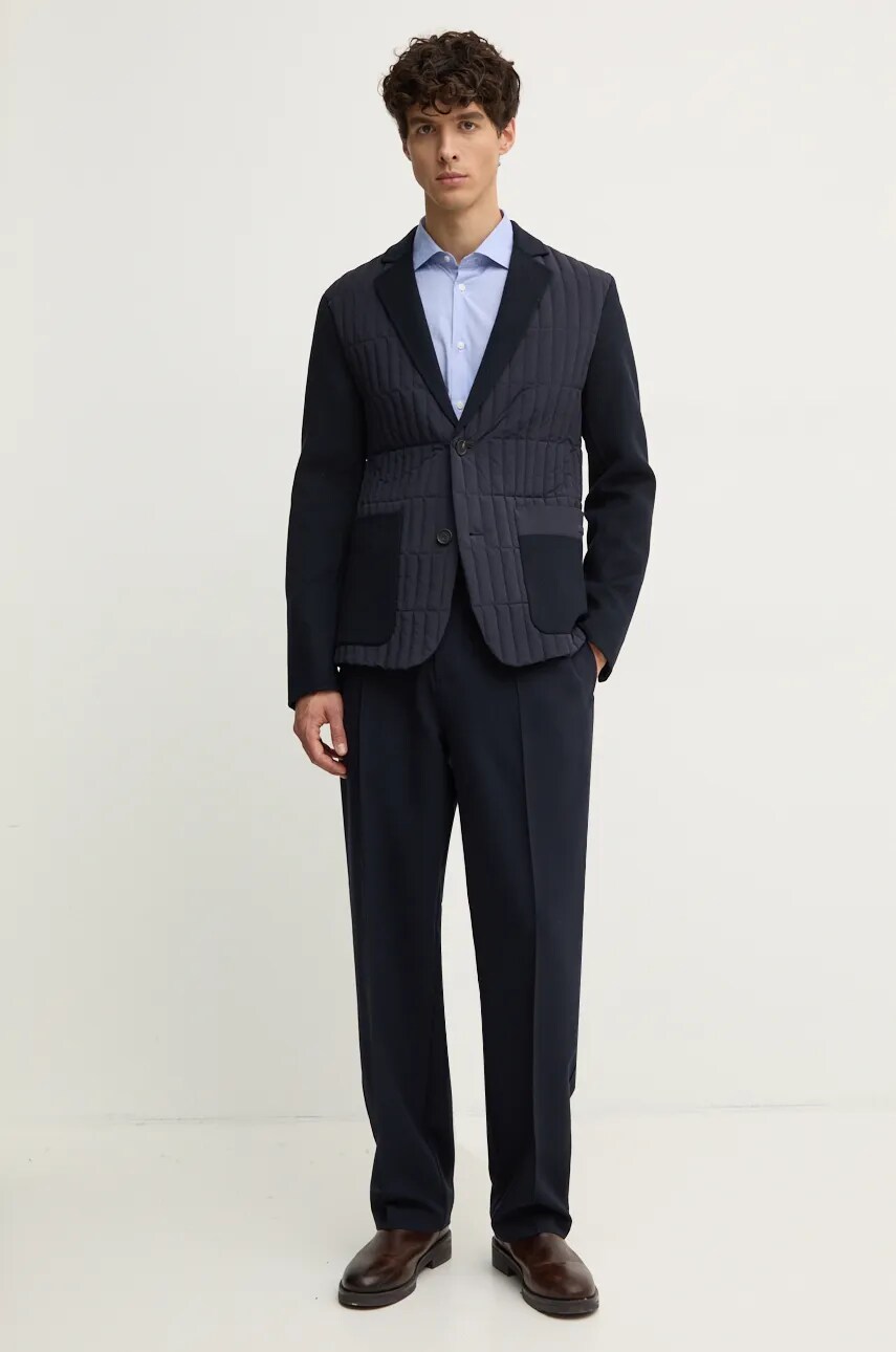 Штани Emporio Armani чоловічі колір синій прямі 6D1PF0 1NFTZ