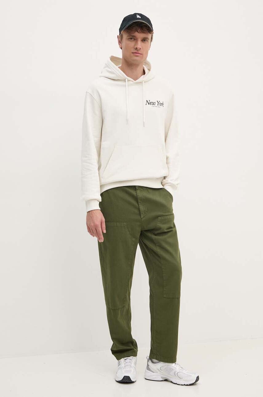 Штани з домішкою льону United Colors of Benetton колір зелений прямі 4V3EUF04A