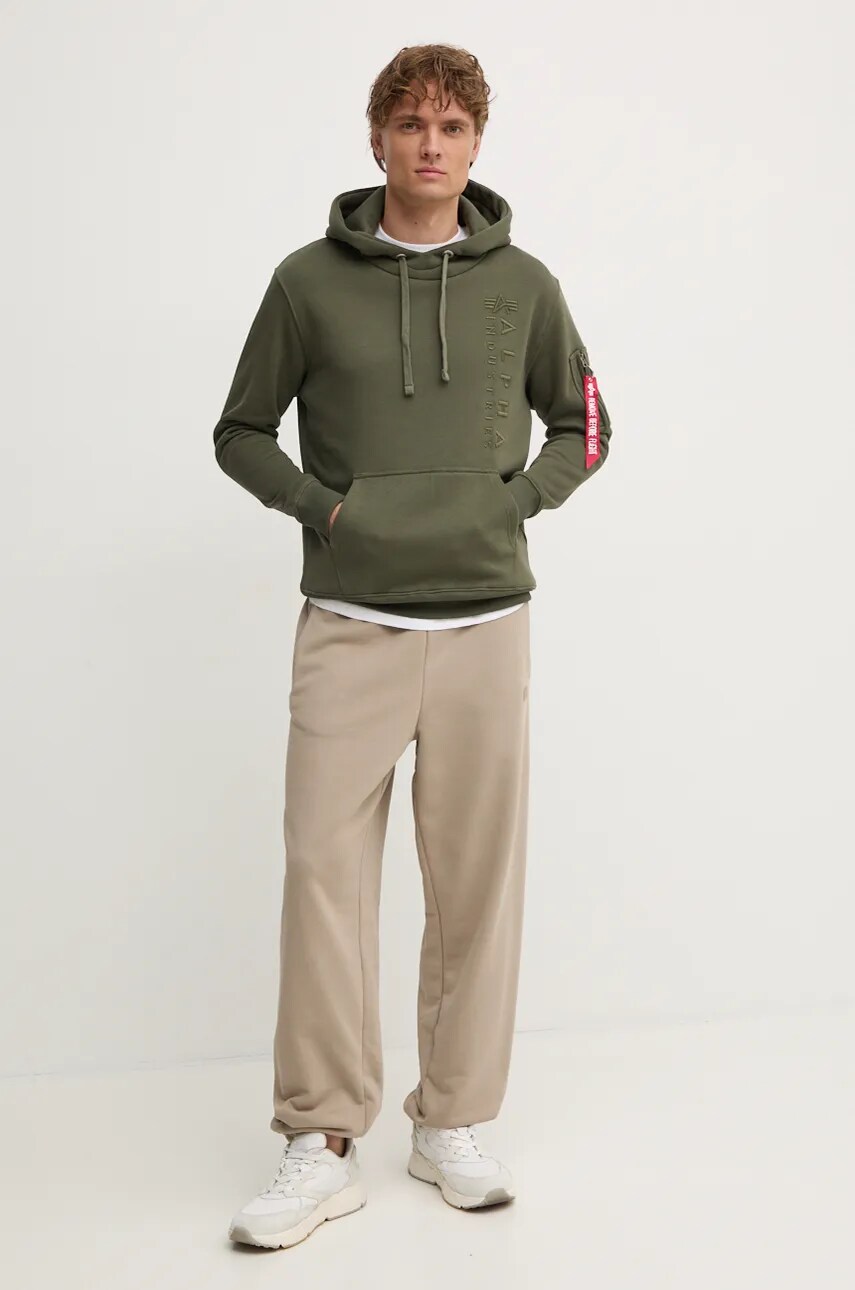 Спортивні штани Alpha Industries колір бежевий однотонні 146364