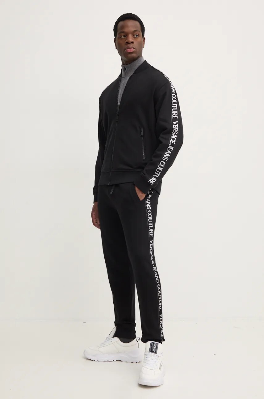 Бавовняні спортивні штани Versace Jeans Couture колір чорний з аплікацією 77GAAC02 CF02C