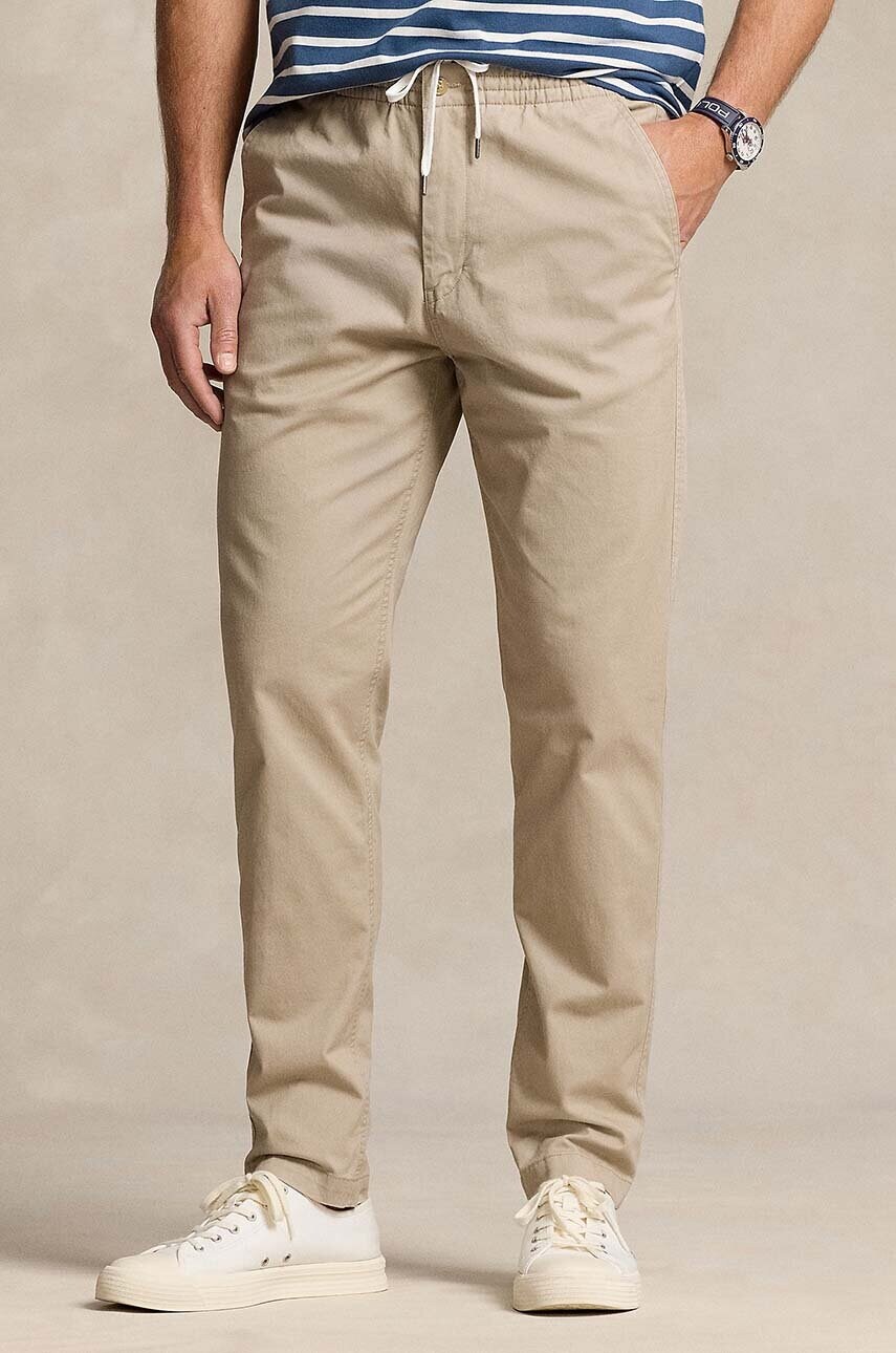 Бавовняні штани Polo Ralph Lauren колір бежевий прямі 710944490