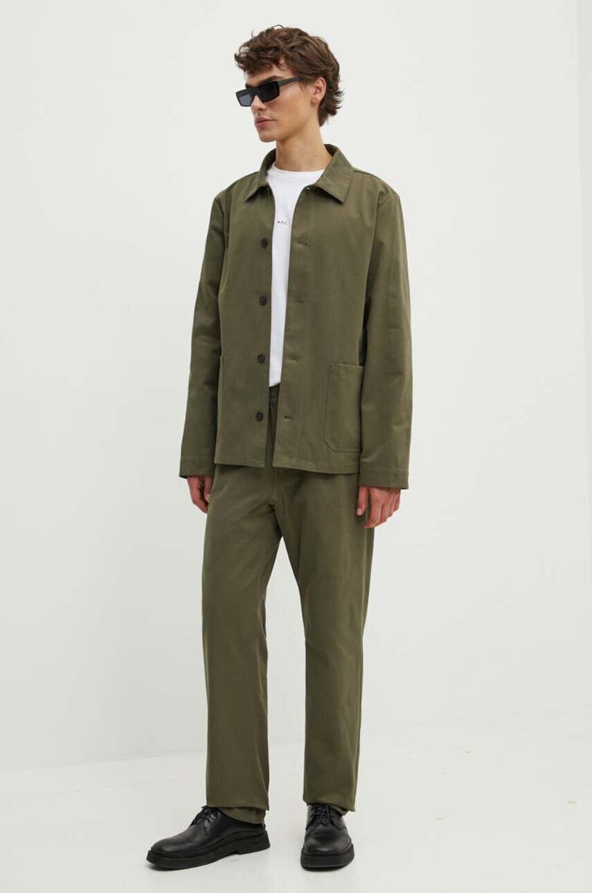 Бавовняні штани A.P.C. pantalon chuck колір зелений прямі COGEW.H08408