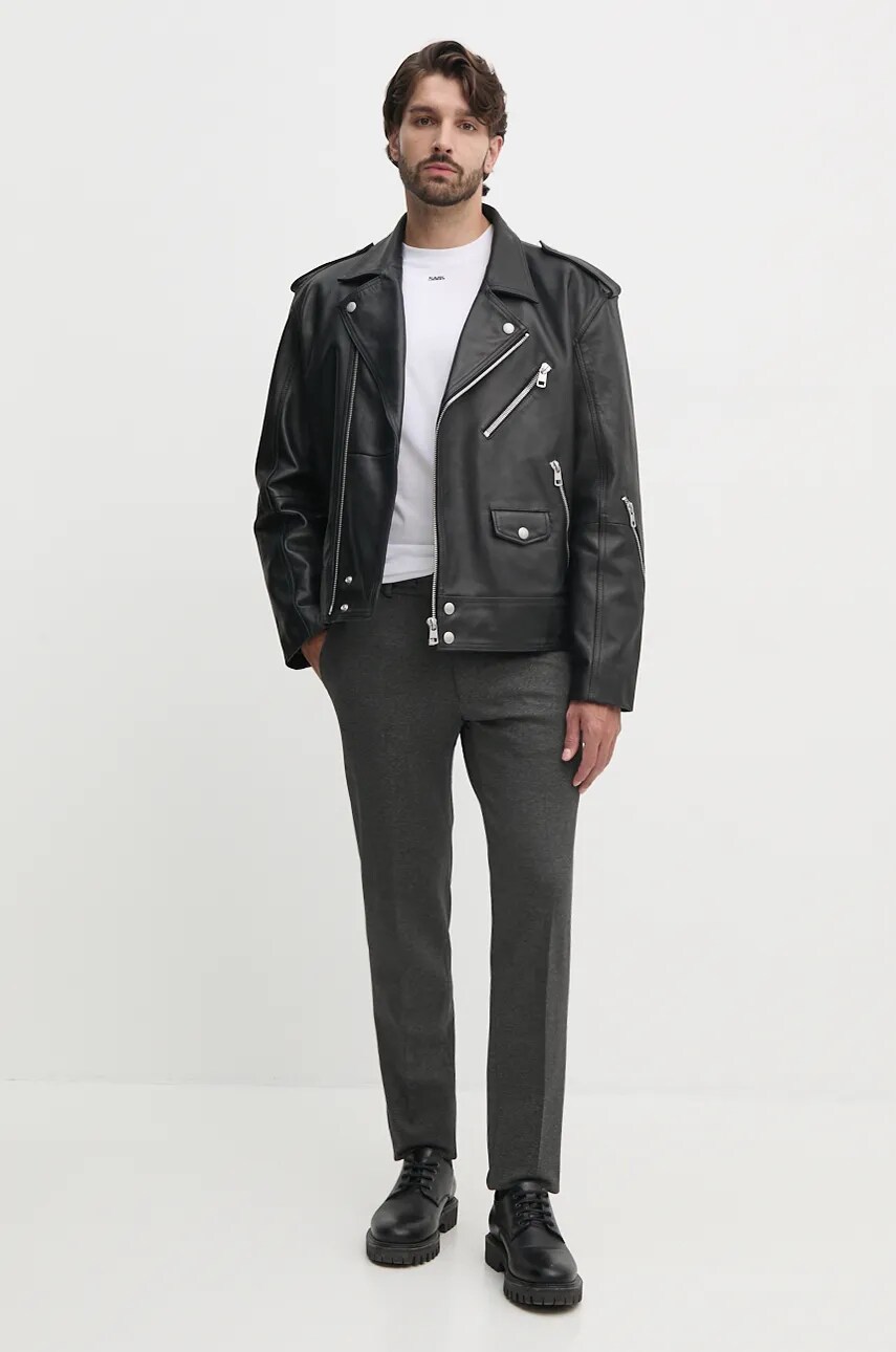 Штани Karl Lagerfeld чоловічі колір сірий облягаючі 544040.255056