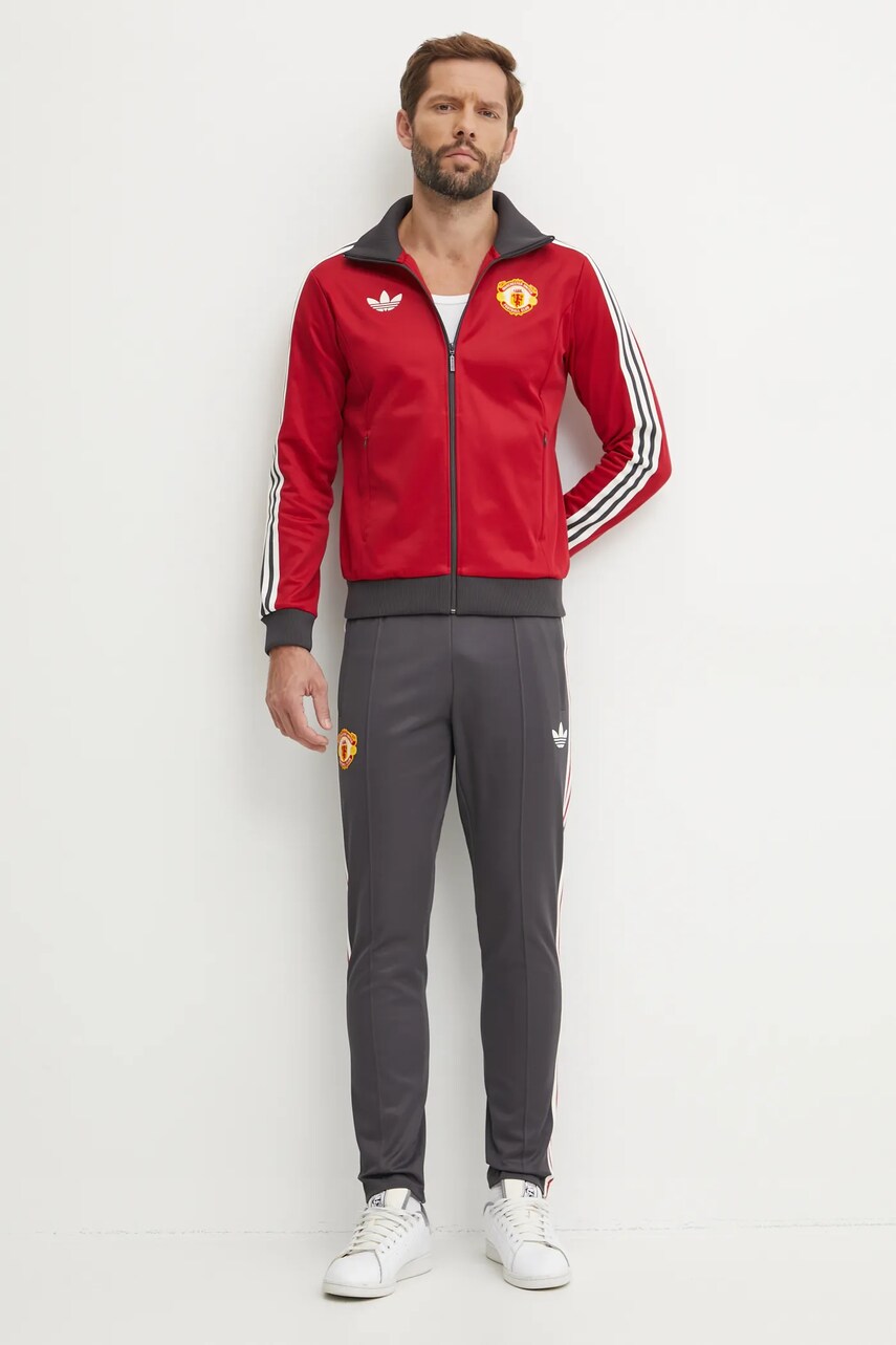 Спортивні штани adidas Originals Manchester United Beckenbauer Track Pant колір сірий з аплікацією IY0044