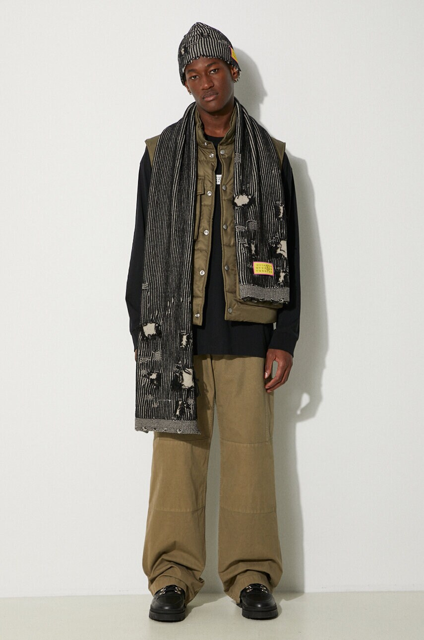 Бавовняні штани MM6 Maison Margiela колір зелений прямі SH0KA0029.S78548
